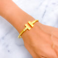 Glam Eclectic 21k Gold CZ Open Bangle Bracelet