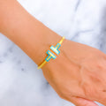 Unique Turquoise Enameled 21k Gold Bangle Bracelet