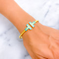 Unique Turquoise Enameled 21k Gold Bangle Bracelet