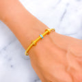 Classic Alluring 21k Gold Striped Bangle Bracelet