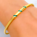 Petite Classy 21k Gold Enameled Bangle Bracelet