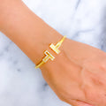 Luminous Impressive 21k Gold CZ Bangle Bracelet