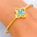 Bold Poised 21k Gold Floral Bangle Bracelet