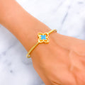 Bold Poised 21k Gold Floral Bangle Bracelet