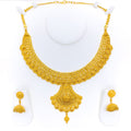 Impressive Ornamental 22k Gold Fanned Necklace Set