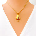 Stunning Triangle 22k Gold CZ Pendant