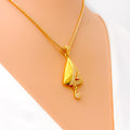 Stunning Triangle 22k Gold CZ Pendant