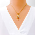 Trendy Triangle 22k Gold CZ Pendant