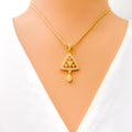 Trendy Triangle 22k Gold CZ Pendant