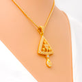 Trendy Triangle 22k Gold CZ Pendant