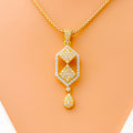 Decorative Hexagonal 22k Gold CZ Pendant