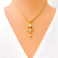 Decorative Hexagonal 22k Gold CZ Pendant