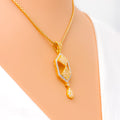 Decorative Hexagonal 22k Gold CZ Pendant