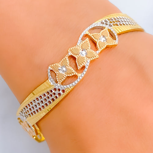 Exquisite Charming 22k Gold Floral Bangle