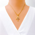 Tasteful Triangular 22k Gold CZ Pendant 
