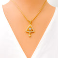 Tasteful Triangular 22k Gold CZ Pendant 