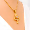 Tasteful Triangular 22k Gold CZ Pendant 