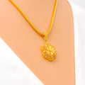 Delicate Floral Filigree 22K Gold Pendant 