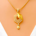 Impressive Geometric 22k Gold CZ Pendant