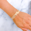 Stylish Brilliant Striped 22k Rose Gold Bangle