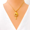 Impressive Geometric 22k Gold CZ Pendant