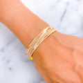 Stylish Brilliant Striped 22k Rose Gold Bangle