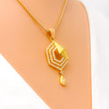 Impressive Geometric 22k Gold CZ Pendant