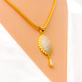 Sparkling Domed Marquise 22k Gold CZ Pendant 