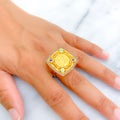 Noble Qul Hu Allah Hu Ahad 21k Gold CZ Ring