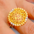 Vibrant Floral Net 21k Gold Ring