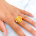 Vibrant Floral Net 21k Gold Ring