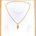 Curved Leaf Adorned 22K Gold Pendant 