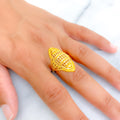 Magnificent Reflective Striped 22K Gold Ring