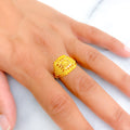 Classy Geometric Beaded 22K Gold Ring