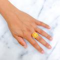 Delicate Checkered Netted 22k Gold Semi-Statement Ring