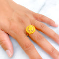 Delicate Checkered Netted 22k Gold Semi-Statement Ring