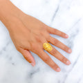 Alternating Beaded Oval 22K Gold Ring