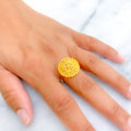 Dapper Festive Floral 22k Gold Semi-Statement Ring