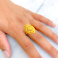 Glimmering Geometric Flower 22K Gold Ring