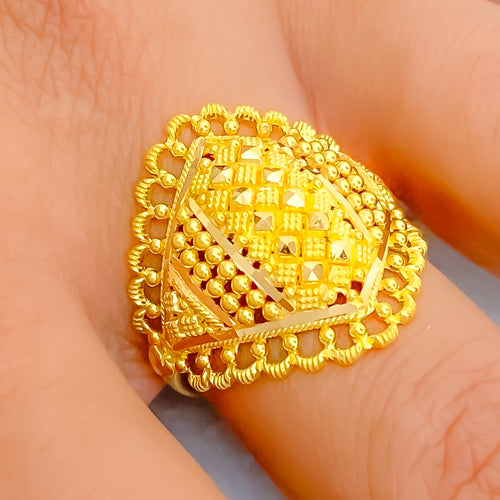 Unique Laced 22K Gold Beaded Ring