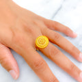 Mesmerizing Mandala Adorned 22k Gold Semi-Statement Ring