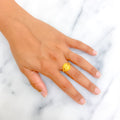 Delightful Blooming Posh Floral 22K Gold Ring