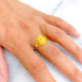 Delightful Blooming Posh Floral 22K Gold Ring