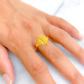 Extravagant Stately Striped 22K Gold Ring