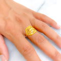 Majestic Crescent Adorned 22K Gold Ring