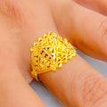 Radiant Attractive Striped 22K Gold Ring