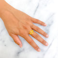 Versatile Elevated 22K Gold Beaded Ring