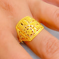 Attractive Striped Decadent 22K Gold Ring