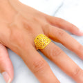 Attractive Striped Decadent 22K Gold Ring