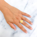 Trendy Vibrant 21k Gold CZ Ring